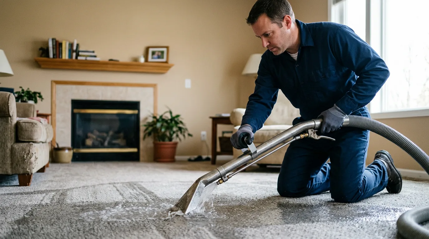 Water damage restoration technician working near Goodwater, AL